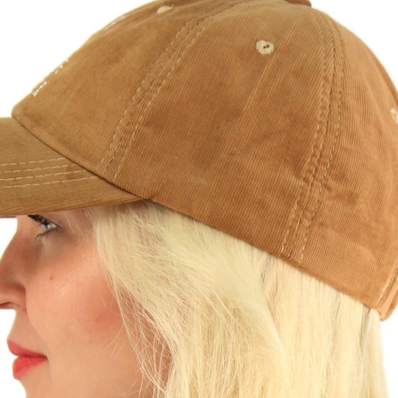 Embroidered Corduroy Graphic Baseball Hat - Picture 5 of 6